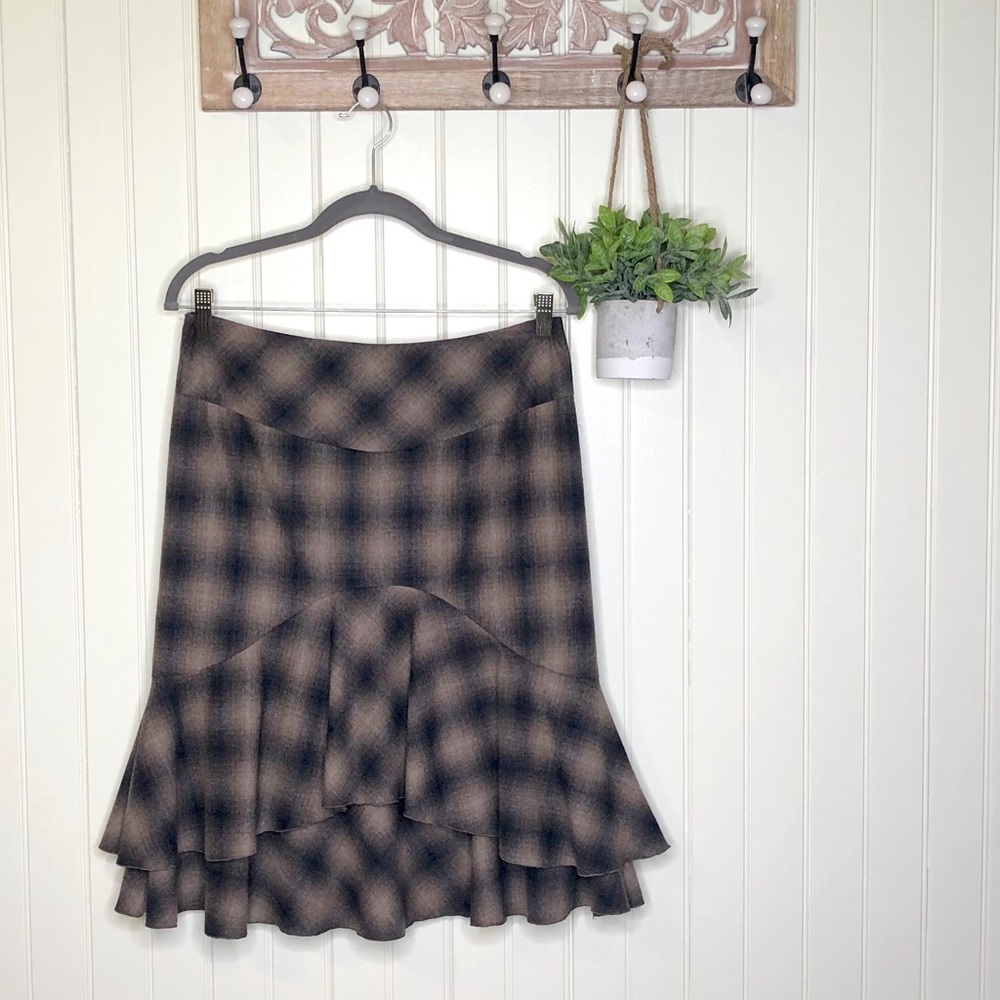 Trina Turk Ruffle Hem Plaid Career Skirt 4